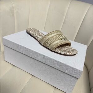 Dior Tan Slide Sandals